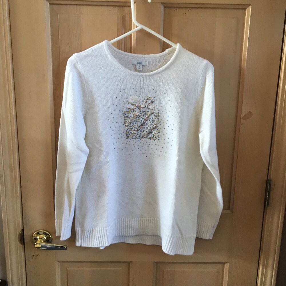 Croft & Borrow Women's Sweater Medium Christmas Gift Holiday Present Sequin